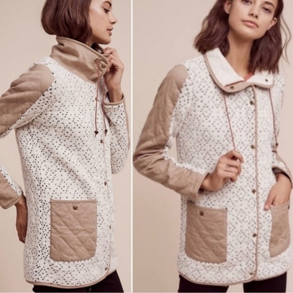 Anthropologie Quilted Jacket in Cream and Tan - Picture 12 of 12